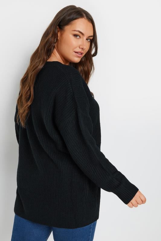 Evans YOURS Curve Black V-Neck Knitted Jumper