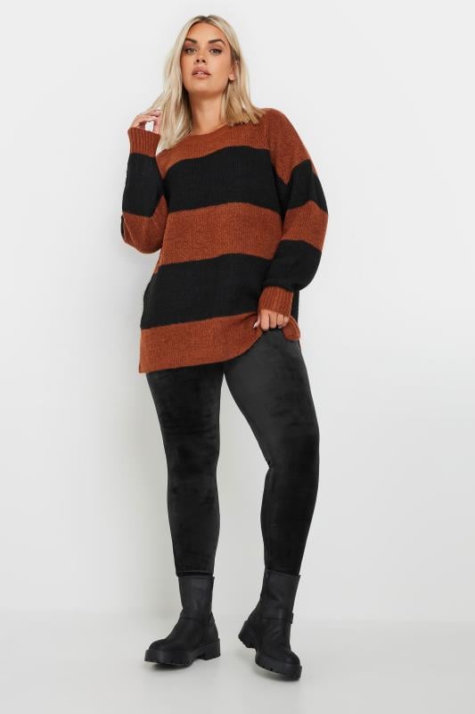 Evans YOURS Curve Black Velour Leggings
