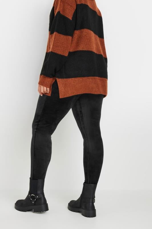 Evans YOURS Curve Black Velour Leggings