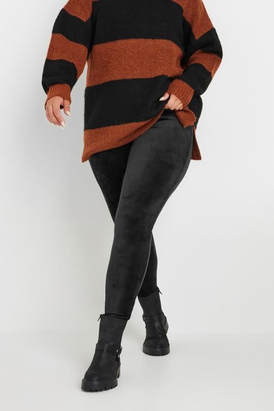 evans YOURS Curve Black Velour Leggings