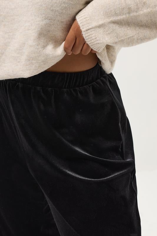 Evans YOURS Curve Black Velvet Palazzo Trousers