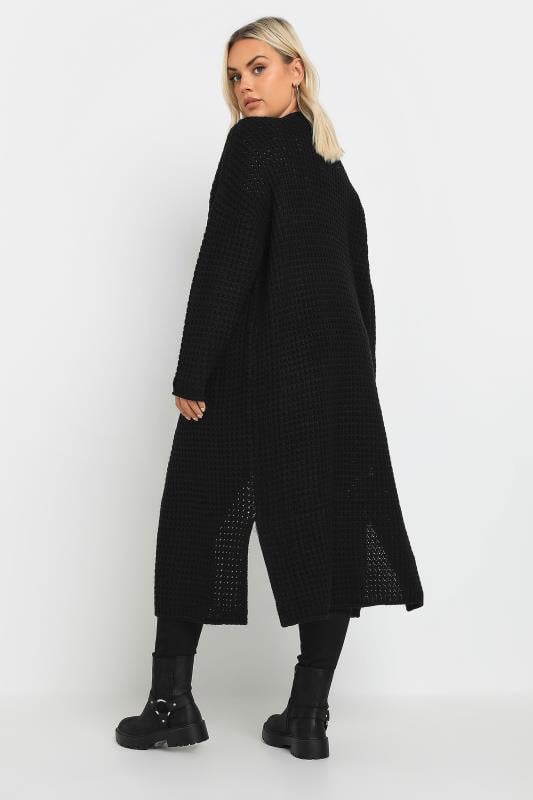Evans YOURS Curve Black Waffle Knit Maxi Cardigan