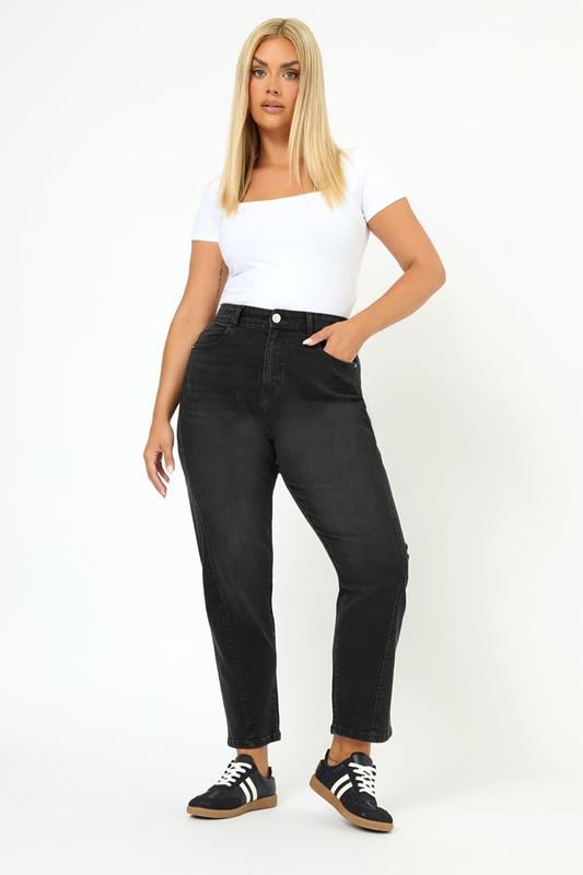Evans YOURS Curve Black Washed Carrot Leg Jeans