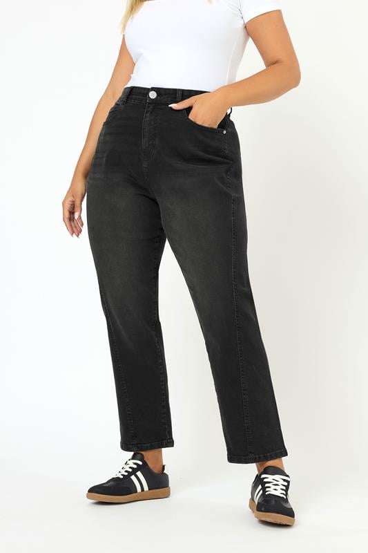 evans YOURS Curve Black Washed Carrot Leg Jeans
