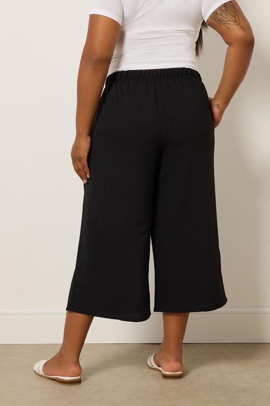 Evans YOURS Curve Black Washed Twill Culottes