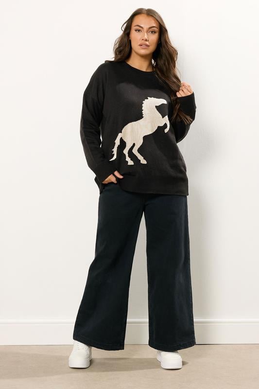 Evans YOURS Curve Black Western Horse Jumper