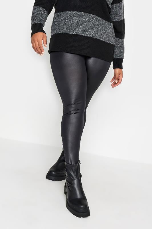 Evans YOURS Curve Black Wet Look Stretch Leggings