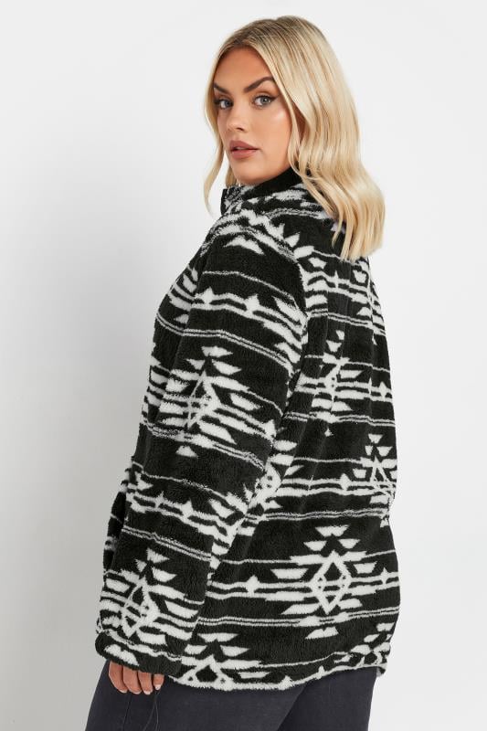 Evans YOURS Curve Black & White Aztec Print Fleece