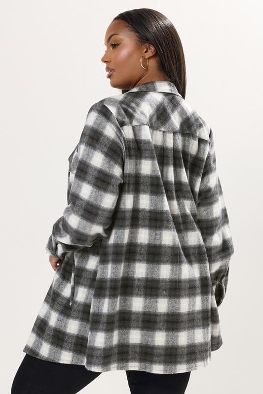 Evans YOURS Curve Black & White Check Shacket