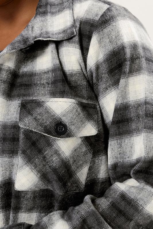 Evans YOURS Curve Black & White Check Shacket