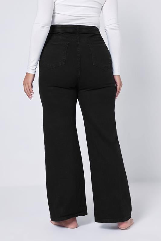 Evans YOURS Curve Black Wide Leg Denim Jeans