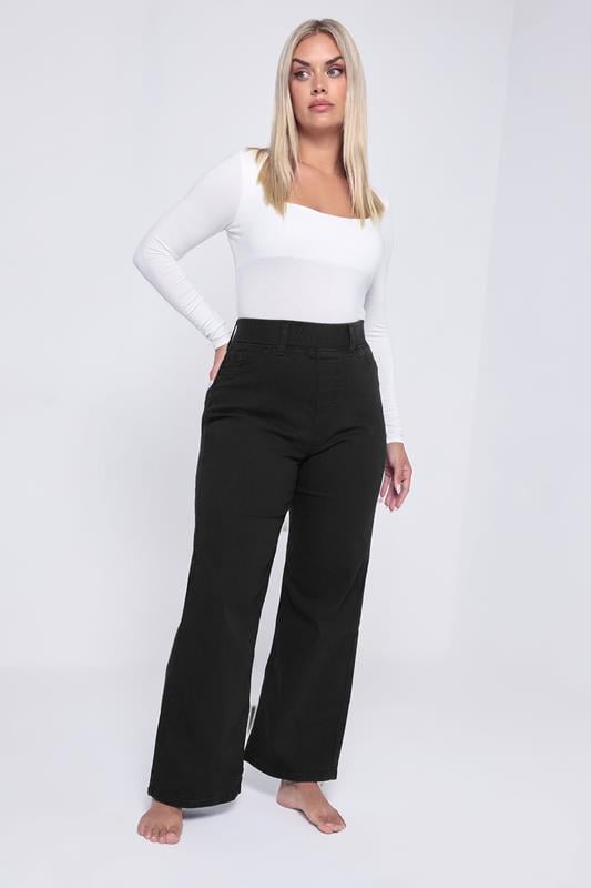 Evans YOURS Curve Black Wide Leg Jeggings