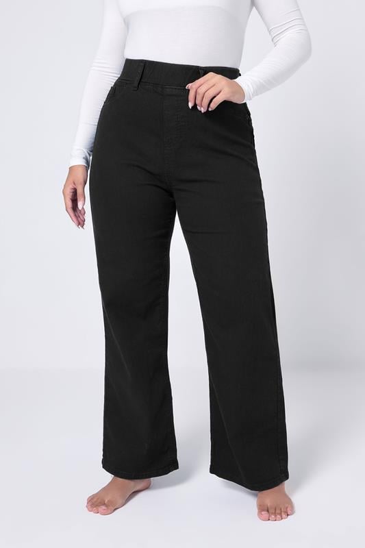 evans YOURS Curve Black Wide Leg Jeggings