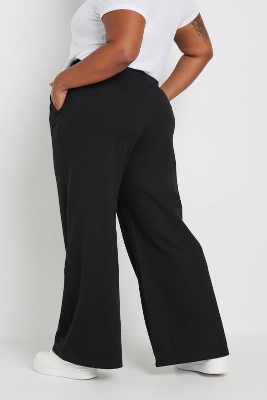 Evans YOURS Curve Black Wide Leg Joggers
