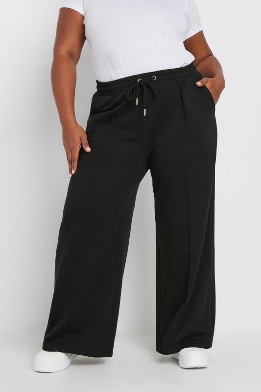 evans YOURS Curve Black Wide Leg Joggers
