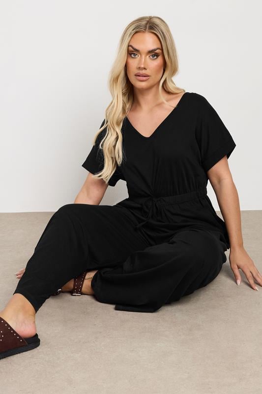 Evans YOURS Curve Black Wide Leg Jumpsuit
