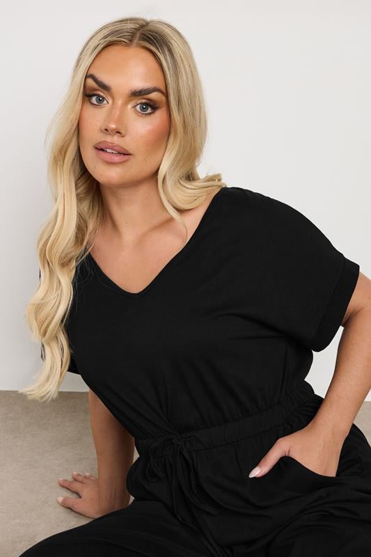 Evans YOURS Curve Black Wide Leg Jumpsuit