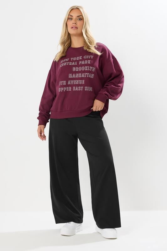 Evans YOURS Curve Black Wide Leg Leggings