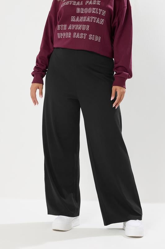 evans YOURS Curve Black Wide Leg Leggings