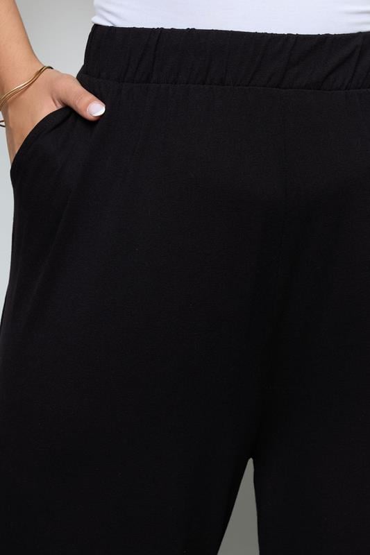 Evans YOURS Curve Black Wide Leg Stretch Trousers