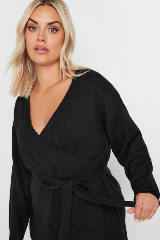 Evans YOURS Curve Black Wrap Knit Jumper