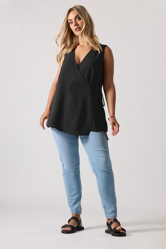 Evans YOURS Curve Black Wrap Vest Top