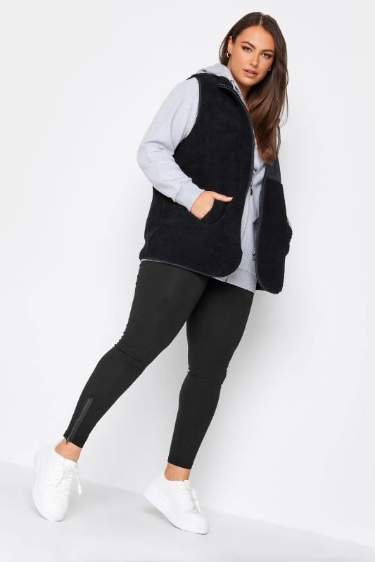 Evans YOURS Curve Black Zip Hem Leggings