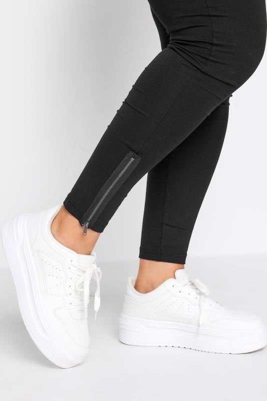 Evans YOURS Curve Black Zip Hem Leggings