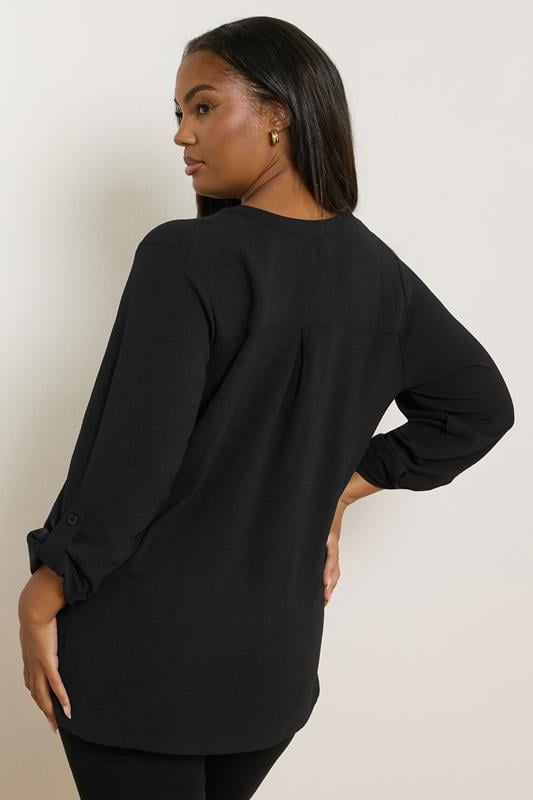 Evans YOURS Curve Black Zip Neck Blouse