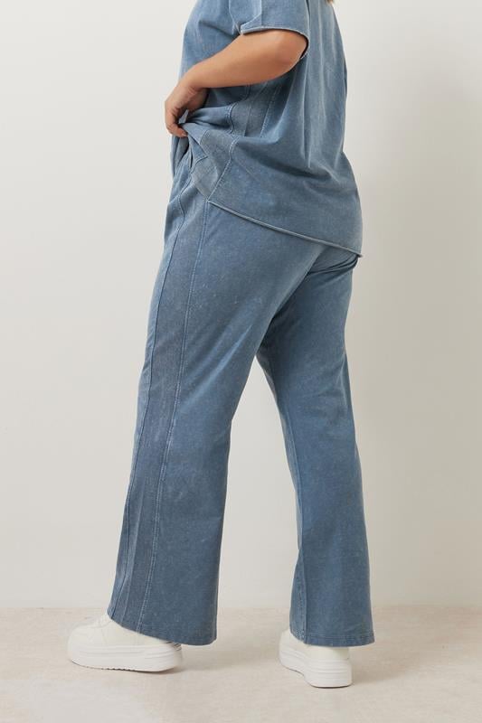 Evans YOURS Curve Blue Acid Wash Wide Leg Joggers