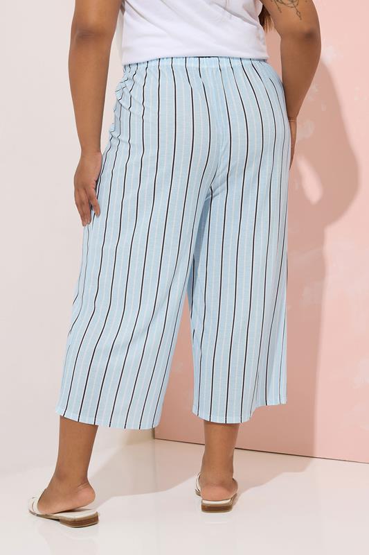 Evans YOURS Curve Blue & Black Stripe Culottes