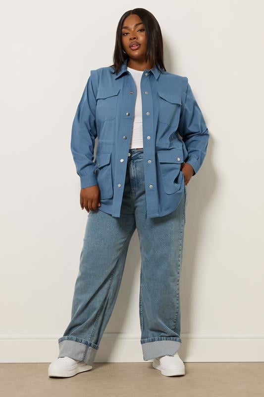 Evans YOURS Curve Blue Carpenter Jacket