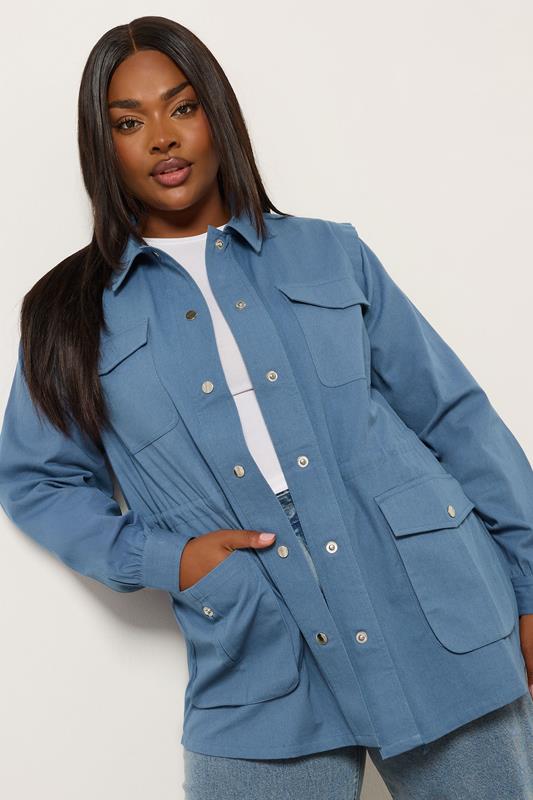 evans YOURS Curve Blue Carpenter Jacket