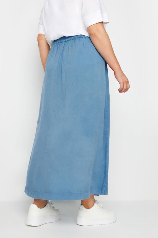 Evans YOURS Curve Blue Chambray Button Maxi Skirt