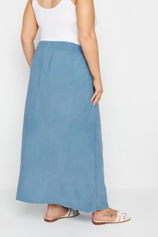 Evans YOURS Curve Blue Chambray Maxi Skirt