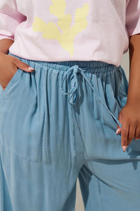 Evans YOURS Curve Blue Chambray Tie Front Culottes