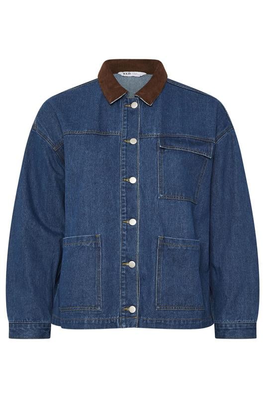 evans YOURS Curve Blue Cord Utility Denim Jacket