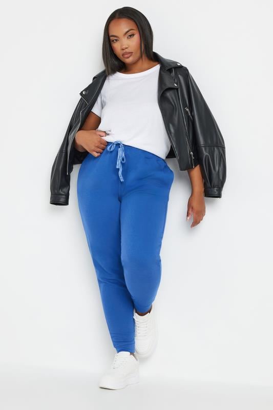 Evans YOURS Curve Blue Elasticated Stretch Joggers