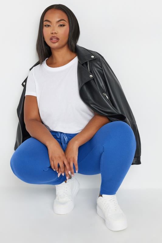 Evans YOURS Curve Blue Elasticated Stretch Joggers