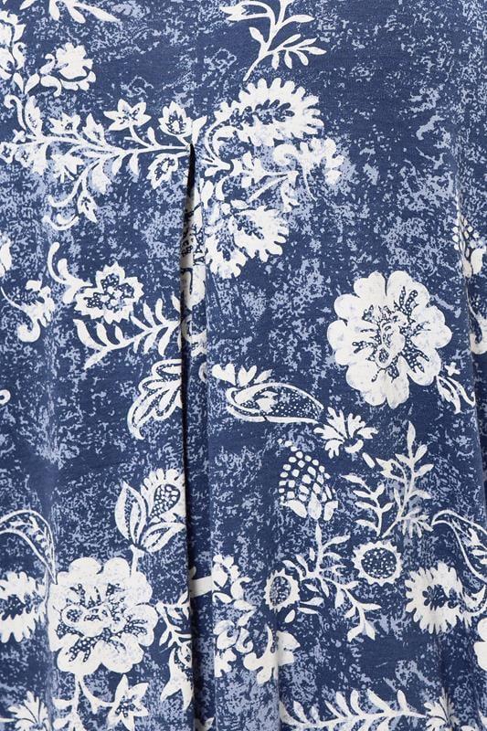 Evans YOURS Curve Blue Floral Pleat Front Top