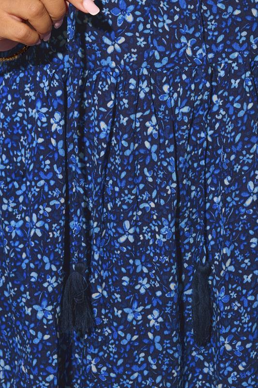 Evans YOURS Curve Blue Floral Print Tie Front Top