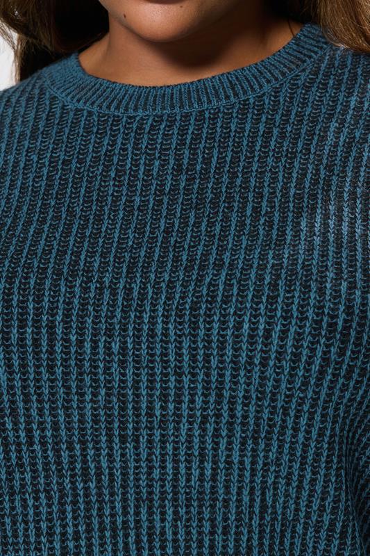 Evans YOURS Curve Blue Knitted Crew Neck Jumper