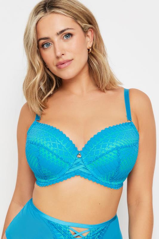 Evans YOURS Curve Blue Lace Detail Padded Bra