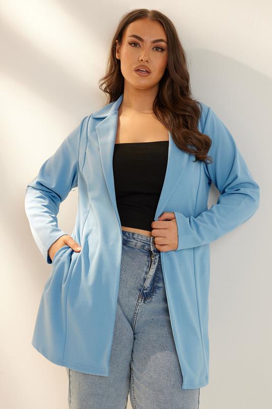 Evans YOURS Curve Blue Longline Blazer