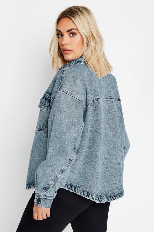 Evans YOURS Curve Blue Quilted Denim Shacket