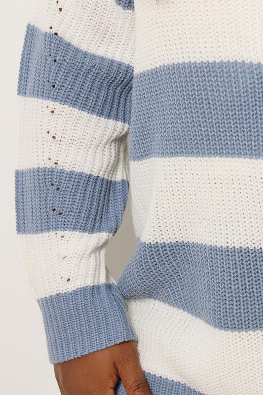 Evans YOURS Curve Blue Stripe Drop Shoulder Jumper