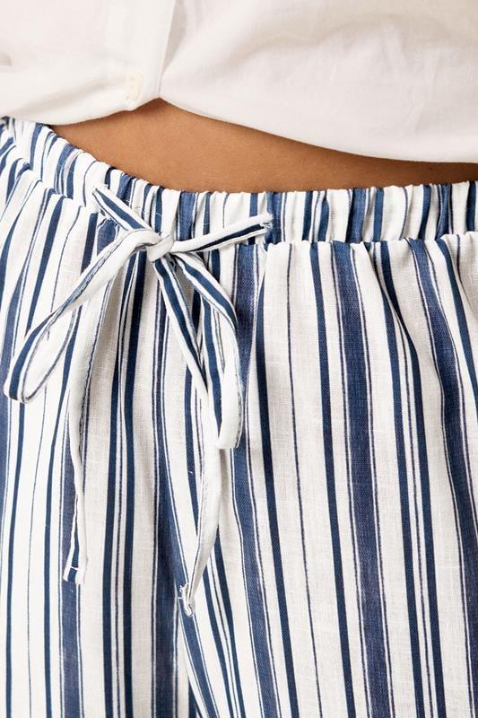 Evans YOURS Curve Blue Stripe Linen Look Culottes
