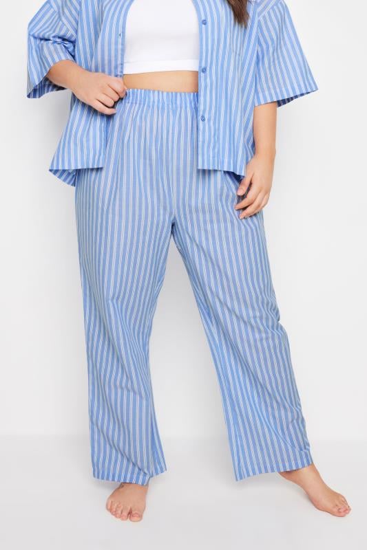 Evans YOURS Curve Blue Stripe Pyjama Bottoms