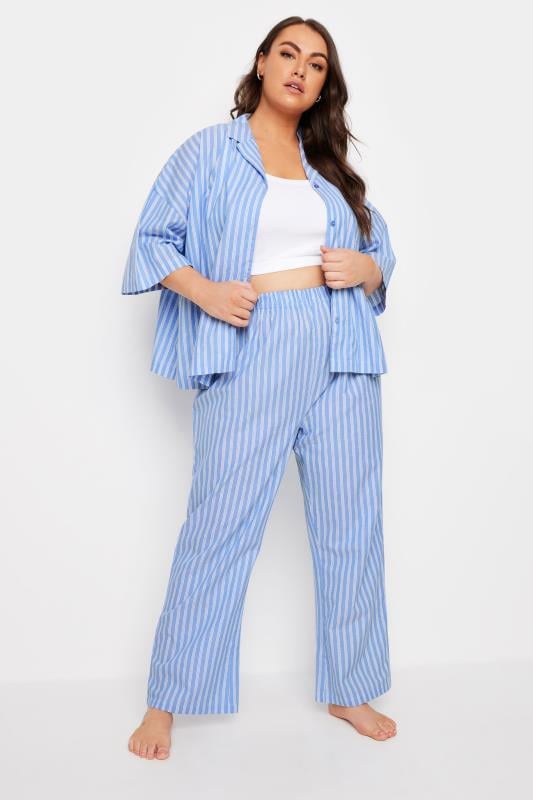 Evans YOURS Curve Blue Stripe Pyjama Bottoms