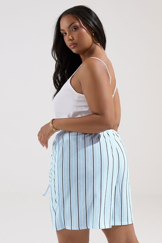 Evans YOURS Curve Blue Stripe Shorts